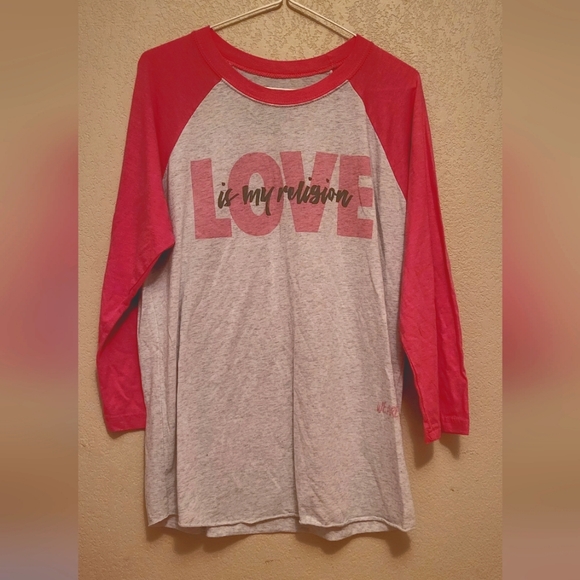"Love is My Religion" Baseball T-Shirt Tee 3/4 Sleeve - Picture 1 of 3